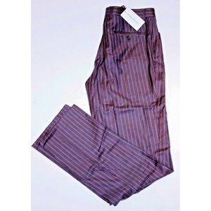 KUHLMAN Dress PANTS Brown 4-POCKET  Striped with YELLOW Made in ITALY 50 $125